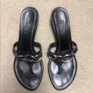 Vintage Cole Haan Black Kitten Heel Sandals
